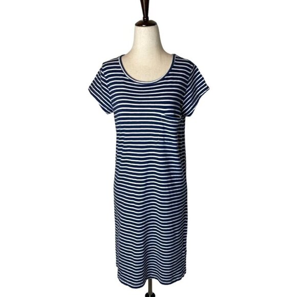 Joie Blue And White Striped Cotton‎ Short Sleeve Pullover Mini T Shirt Dress S - Picture 2 of 7